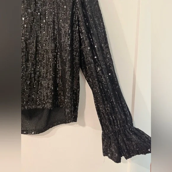 Black sparkly top large open back high neck - Picture 3 of 6